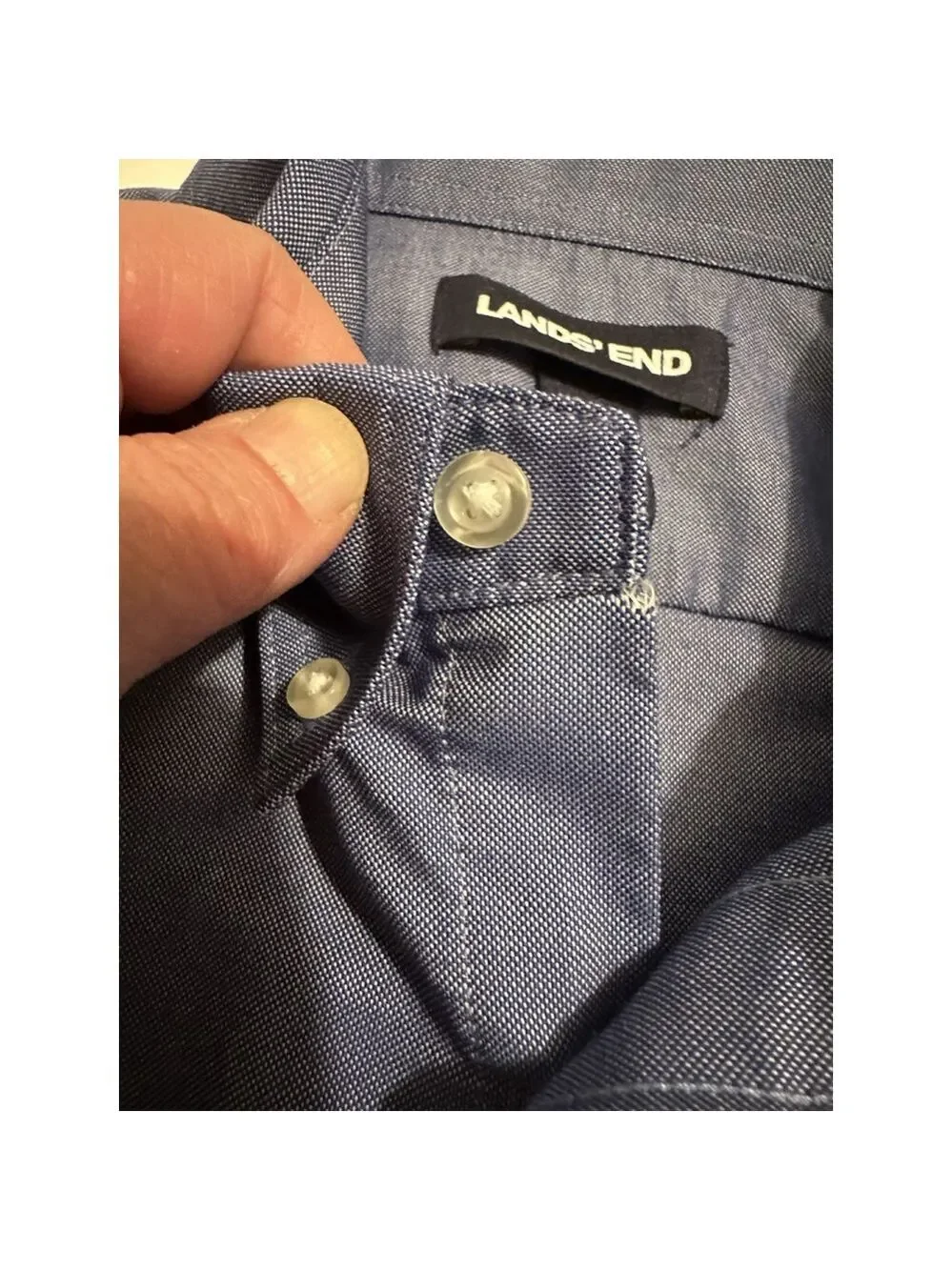 Lands End Button Down Shirt Boys 16 Blue Short Sleeves Button Collar